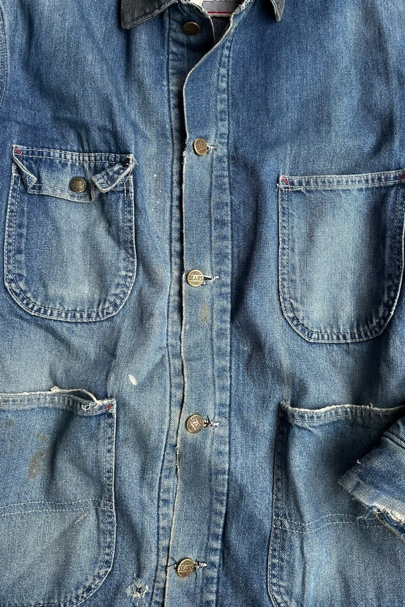 MADE IN USA 70-80'S COVERALL JACKET W/BLANKET LINER / INDIGO [SIZE: L USED]