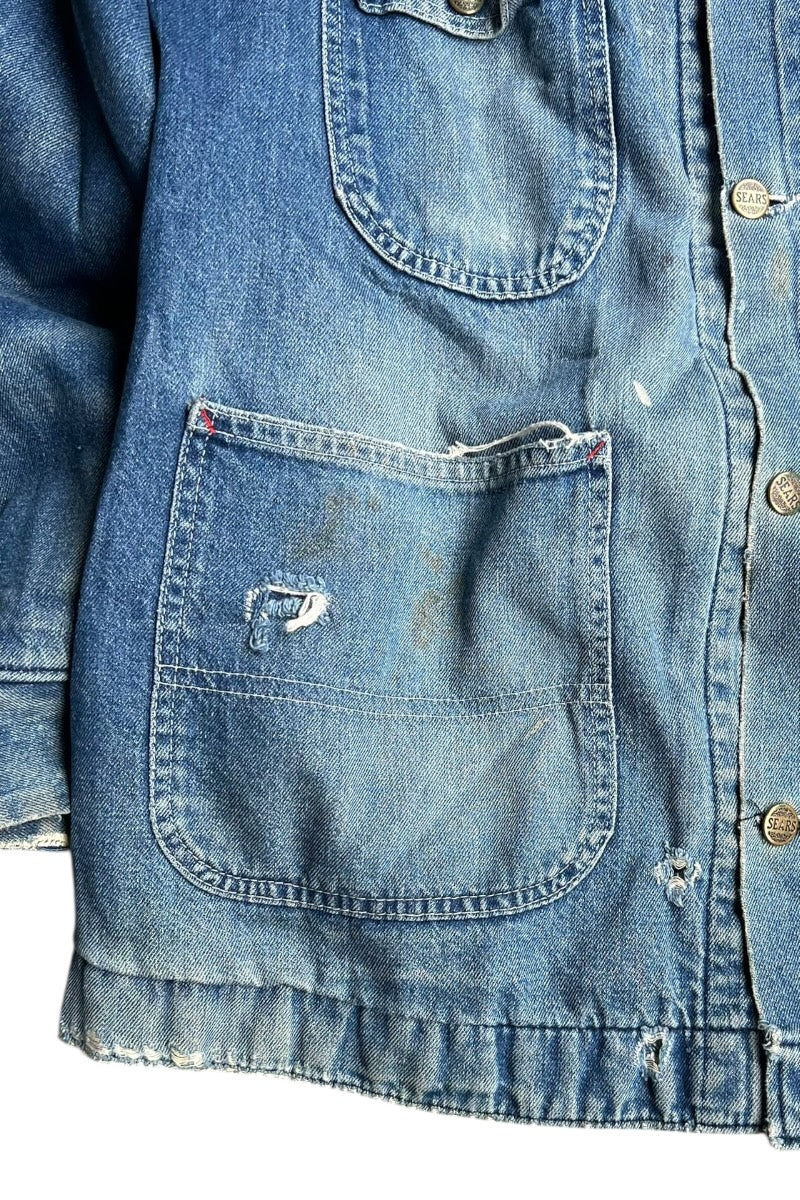 MADE IN USA 70-80'S COVERALL JACKET W/BLANKET LINER / INDIGO [SIZE: L USED]