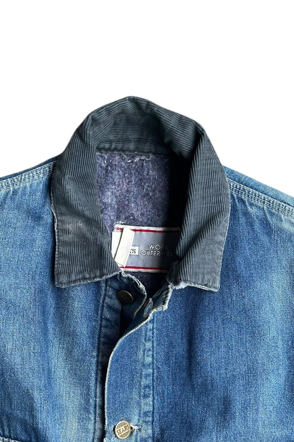 MADE IN USA 70-80'S COVERALL JACKET W/BLANKET LINER / INDIGO [SIZE: L USED]