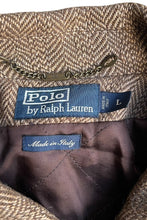 画像をギャラリービューアに読み込む, MADE IN ITALY 90'S WOOL ALPACA HERRINGBONE HUNTING COAT / BROWN [SIZE: L USED]
