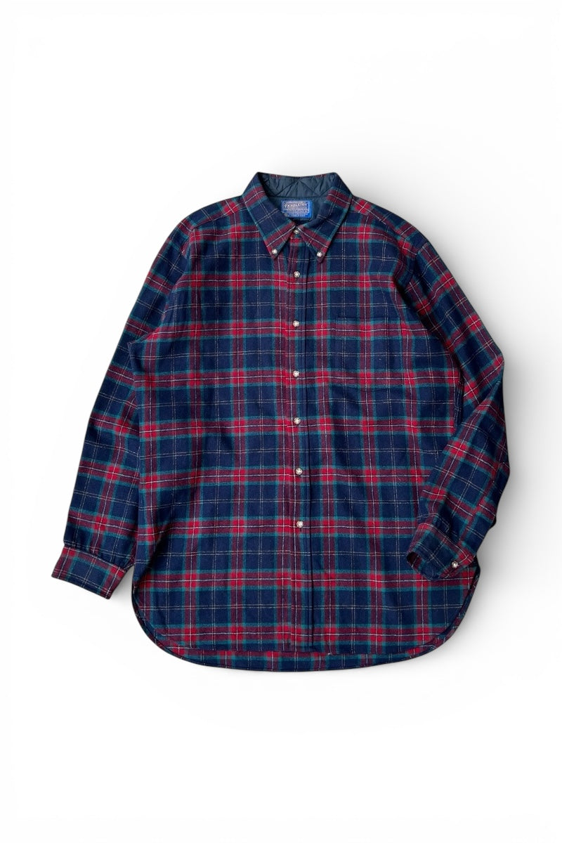 MADE IN USA 70'S L/S WOOL CHECK SHIRT / MULTI [SIZE: L USED]