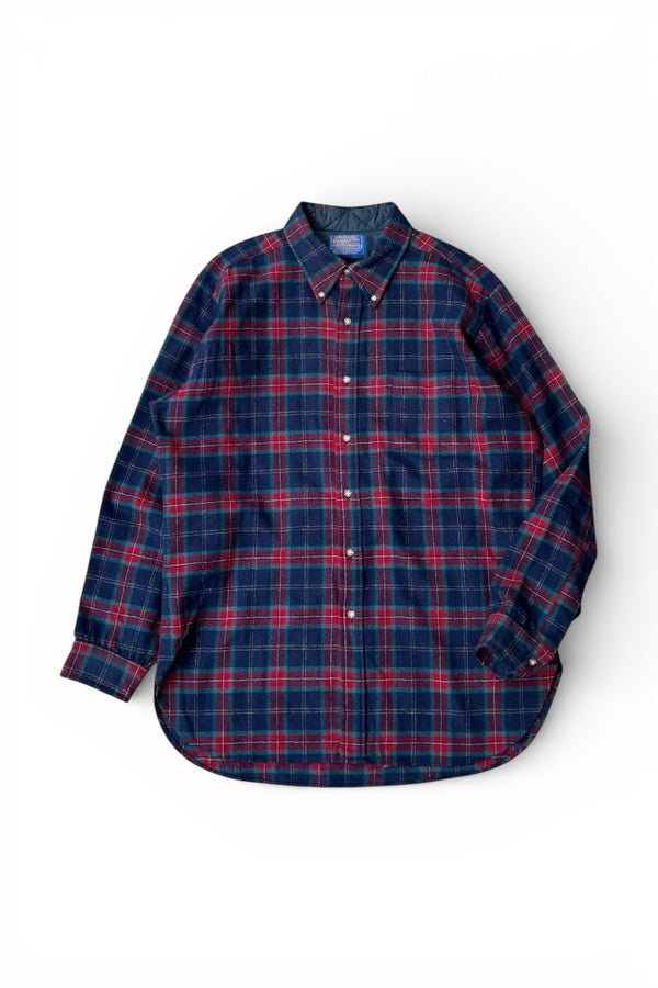 MADE IN USA 70'S L/S WOOL CHECK SHIRT / MULTI [SIZE: L USED]