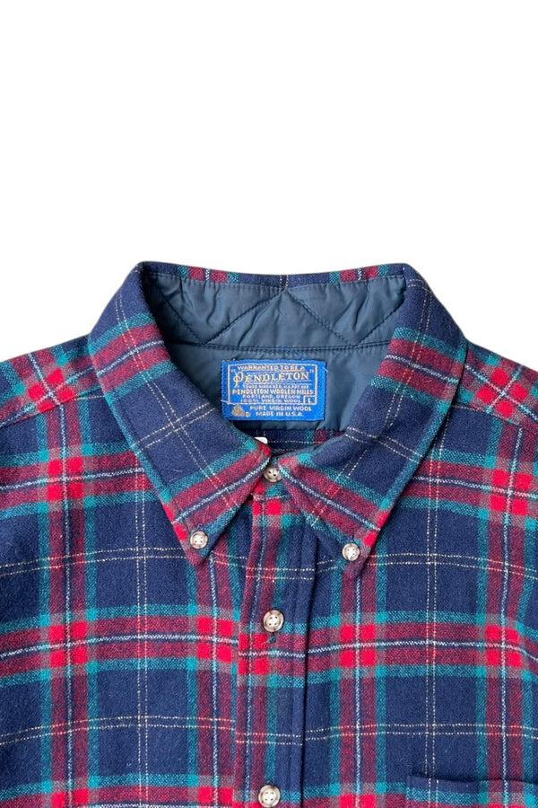 MADE IN USA 70'S L/S WOOL CHECK SHIRT / MULTI [SIZE: L USED]