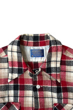 画像をギャラリービューアに読み込む, MADE IN USA 70-80'S L/S CHECK WOOL OPEN COLLAR SHIRT / CHECK [SIZE: L USED]
