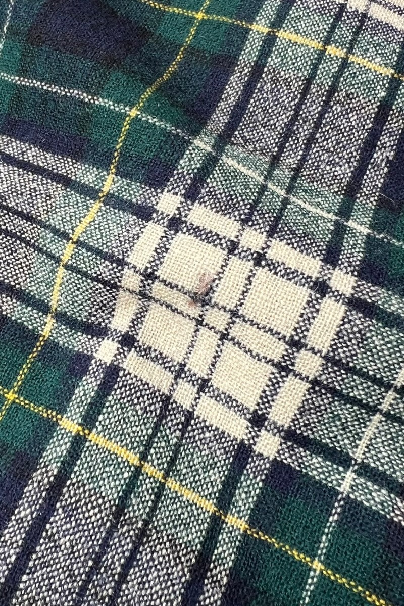 MADE IN USA 70-80'S L/S WOOL CHECK SHIRT / GREEN [SIZE: M USED]