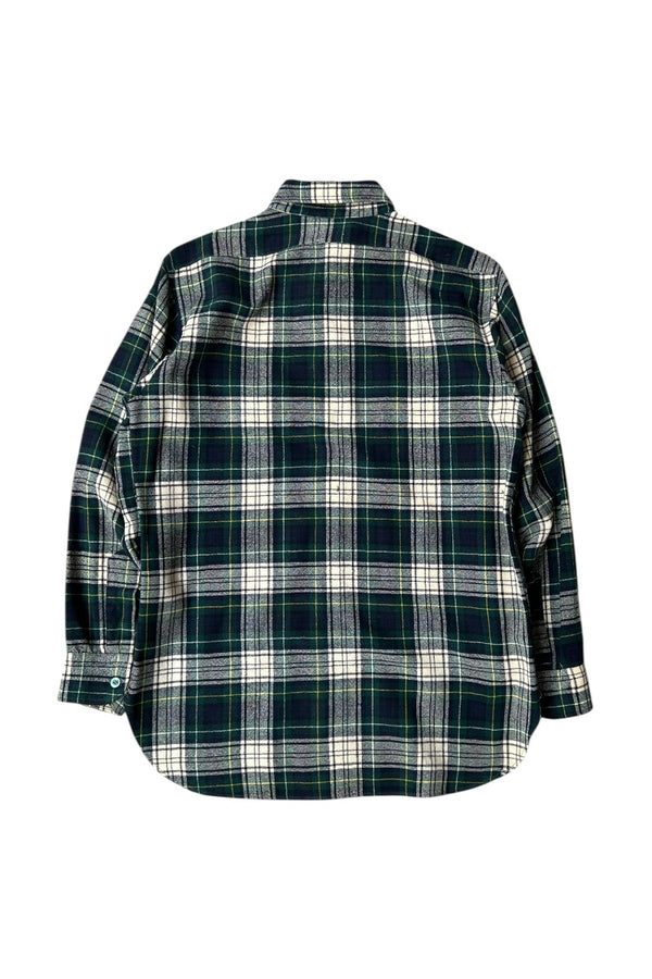 MADE IN USA 70-80'S L/S WOOL CHECK SHIRT / GREEN [SIZE: M USED]