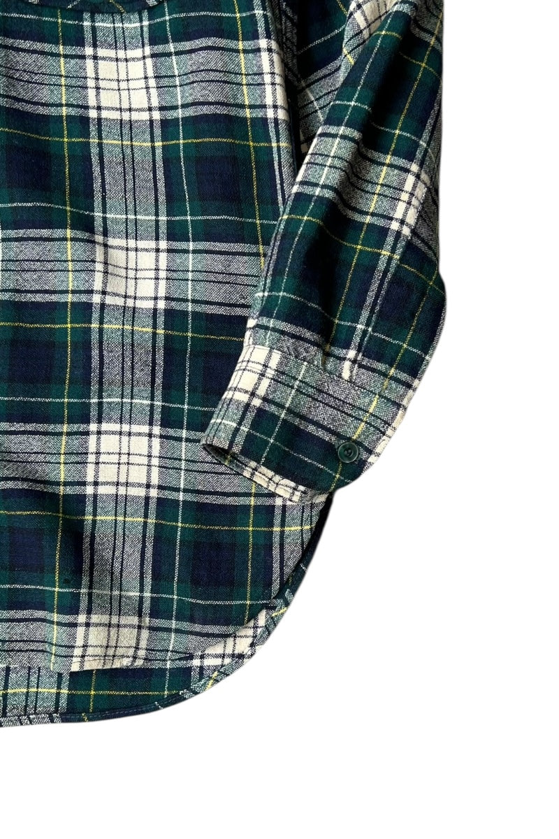 MADE IN USA 70-80'S L/S WOOL CHECK SHIRT / GREEN [SIZE: M USED]