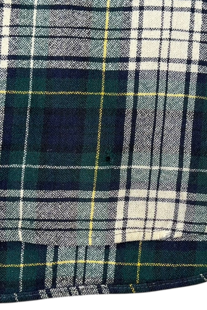 MADE IN USA 70-80'S L/S WOOL CHECK SHIRT / GREEN [SIZE: M USED]