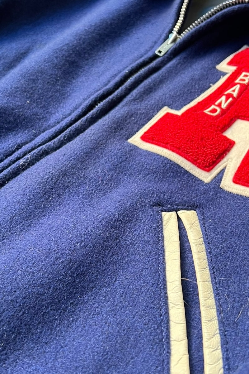50-60'S WOOL STADIUM JACKET / NAVY [SIZE: 40 USED]