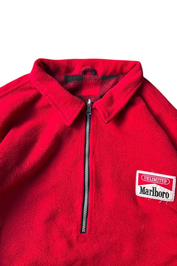 90'S REVERSIBLE HALF-ZIP FLEECE JACKET / RED [SIZE: XL USED]