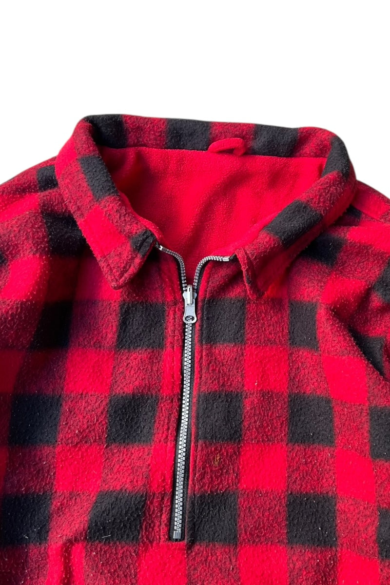 90'S REVERSIBLE HALF-ZIP FLEECE JACKET / RED [SIZE: XL USED]