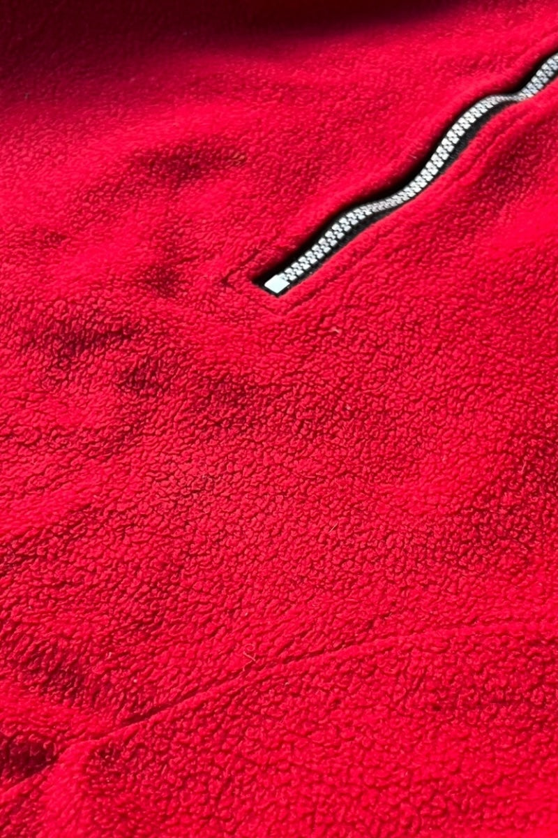 90'S REVERSIBLE HALF-ZIP FLEECE JACKET / RED [SIZE: XL USED]