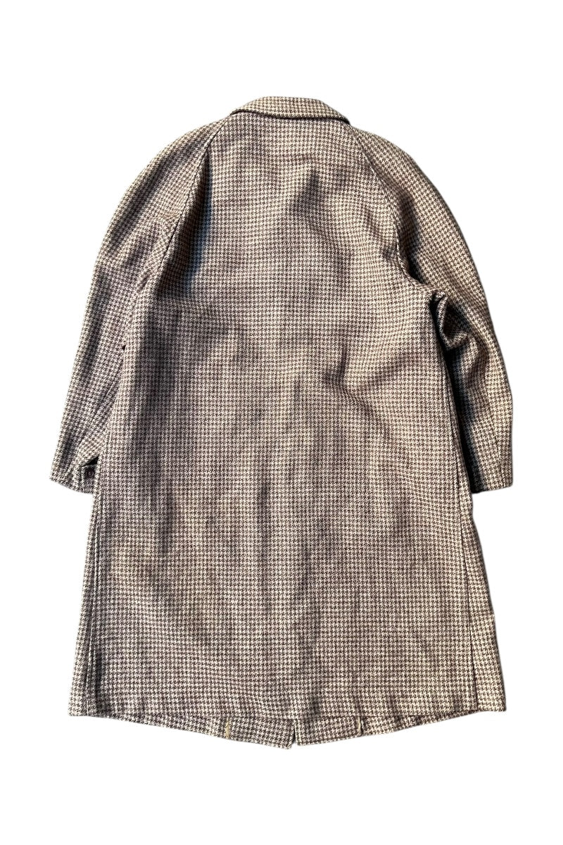 MADE IN USA 70-80'S WOOL CHECK COAT / BROWN [SIZE: M USED]