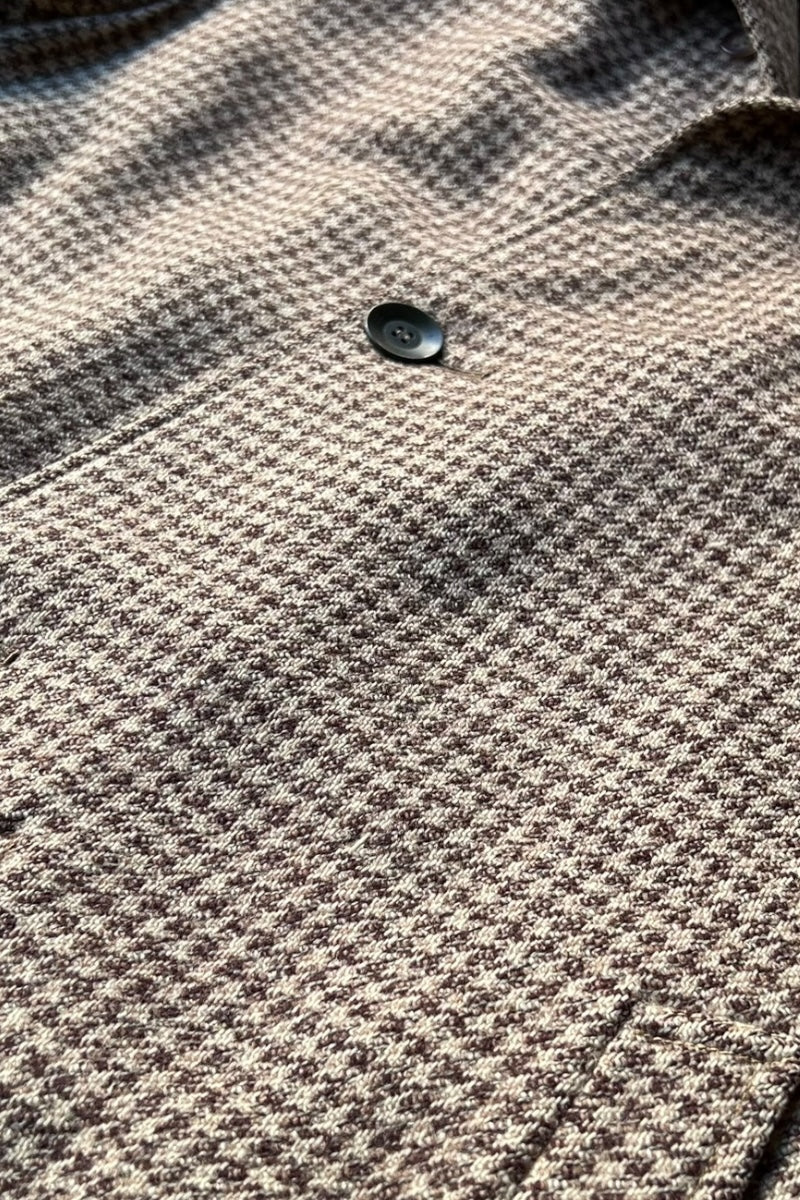 MADE IN USA 70-80'S WOOL CHECK COAT / BROWN [SIZE: M USED]
