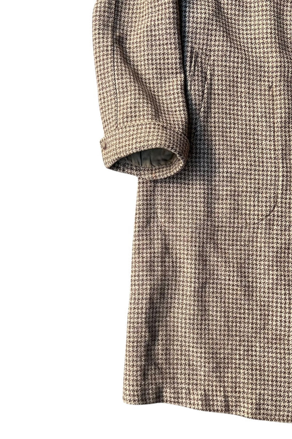 MADE IN USA 70-80'S WOOL CHECK COAT / BROWN [SIZE: M USED]