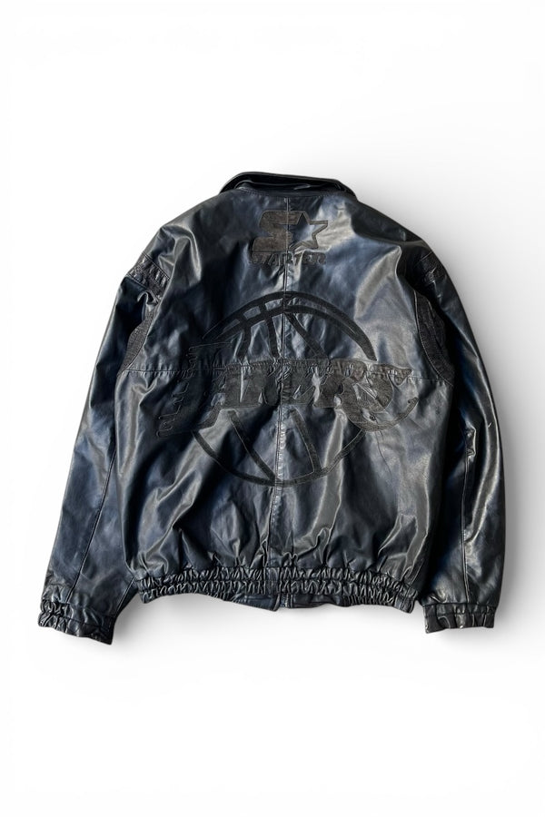 90'S LAKERS LEATHER JACKET / BLACK [SIZE: L USED]
