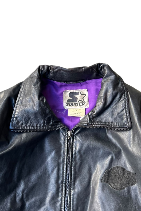 90'S LAKERS LEATHER JACKET / BLACK [SIZE: L USED]