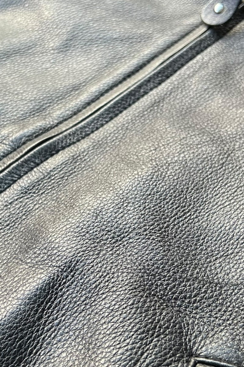 Y2K EARLY 00'S ZIP LEATHER JACKET / BLACK [SIZE: L USED]