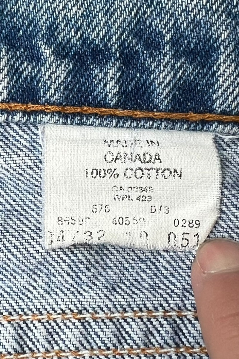 MADE IN CANADA 89'S 550 DENIM PANTS ORANGE TAB / INDIGO [SIZE: 34 USED]