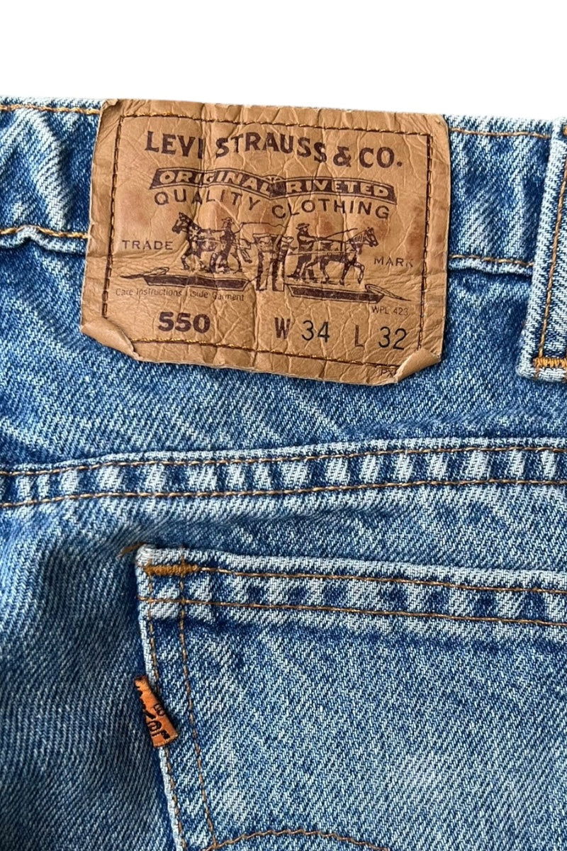 MADE IN CANADA 89'S 550 DENIM PANTS ORANGE TAB / INDIGO [SIZE: 34 USED]