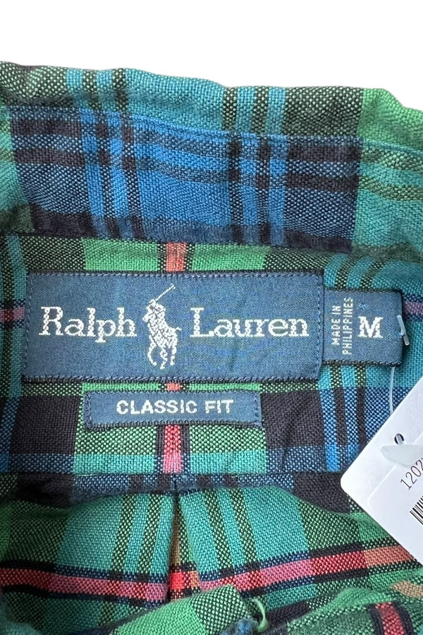 90'S L/S CHECK SHIRT / GREEN [SIZE: M USED]