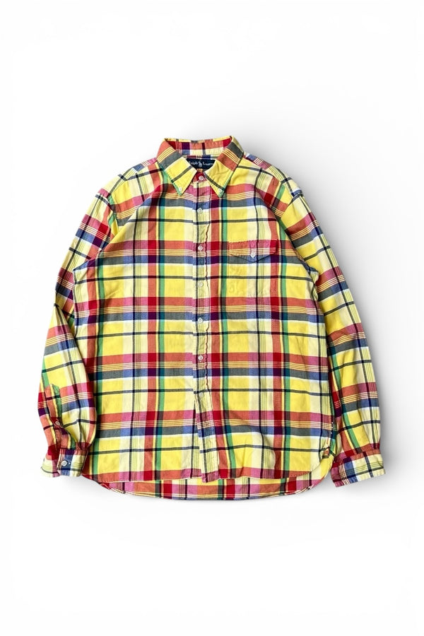 90'S L/S BD CHECK SHIRT / YELLOW [SIZE: L USED]