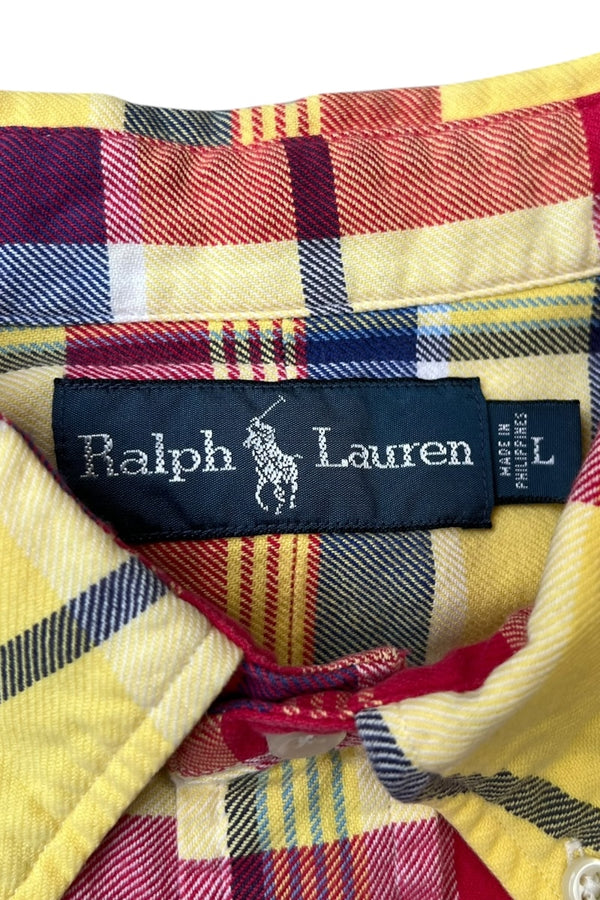 90'S L/S BD CHECK SHIRT / YELLOW [SIZE: L USED]