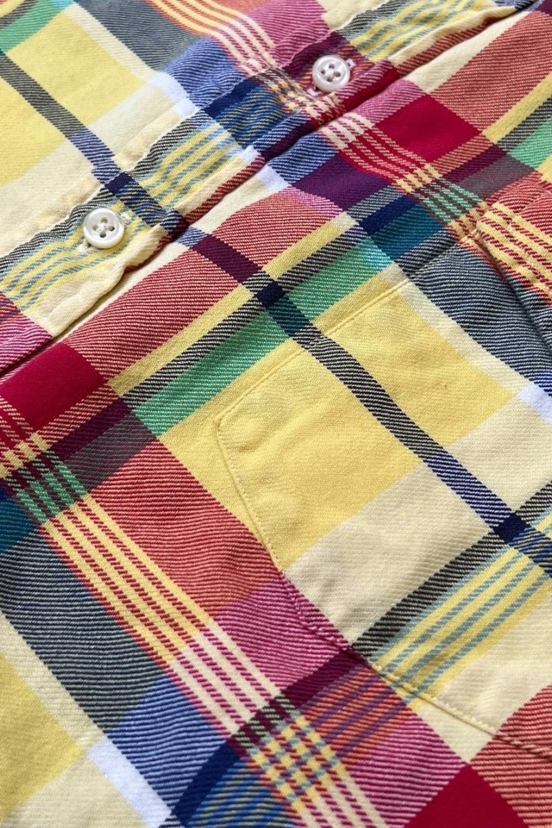 90'S L/S BD CHECK SHIRT / YELLOW [SIZE: L USED]