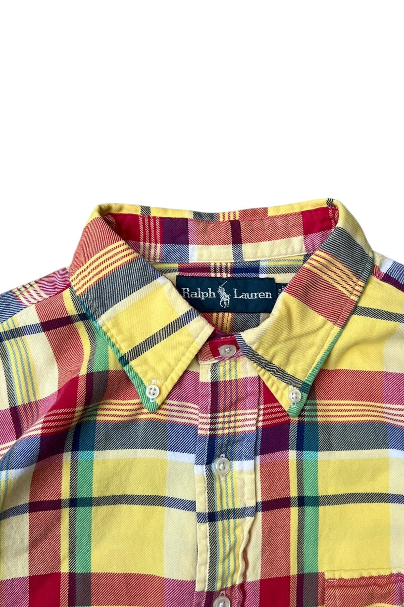 90'S L/S BD CHECK SHIRT / YELLOW [SIZE: L USED]