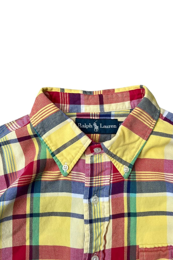 90'S L/S BD CHECK SHIRT / YELLOW [SIZE: L USED]