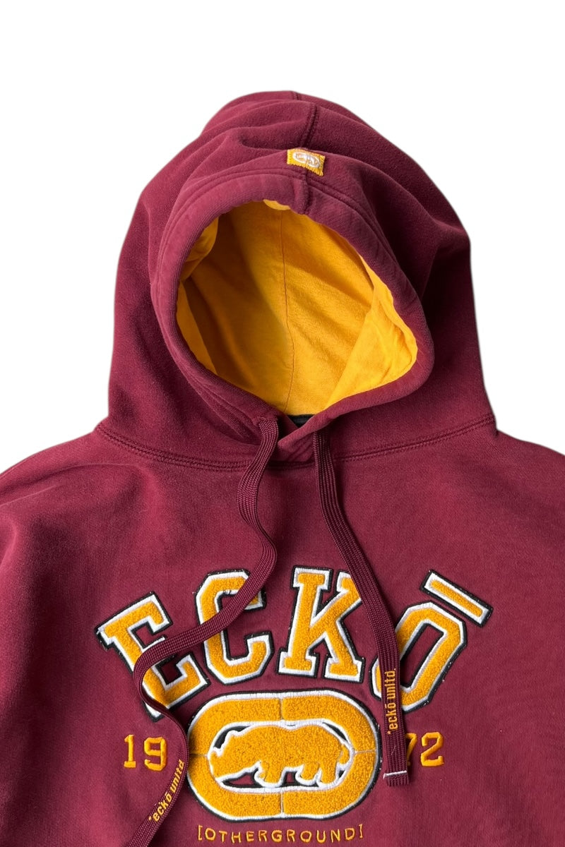 90'S-Y2K EARLY 00'S HOODIE SWEATSHIRT / WINE [SIZE: S USED]