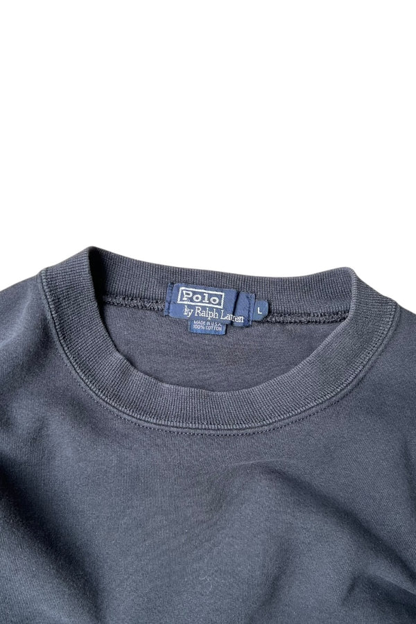 MADE IN USA 90'S ONE POINT LOGO SWEATSHIRT / BLACK [SIZE: L USED]