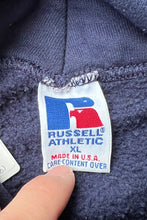 画像をギャラリービューアに読み込む, MADE IN USA 90'S HODDIE SWEATSHIRT / NAVY [SIZE: XL USED]

