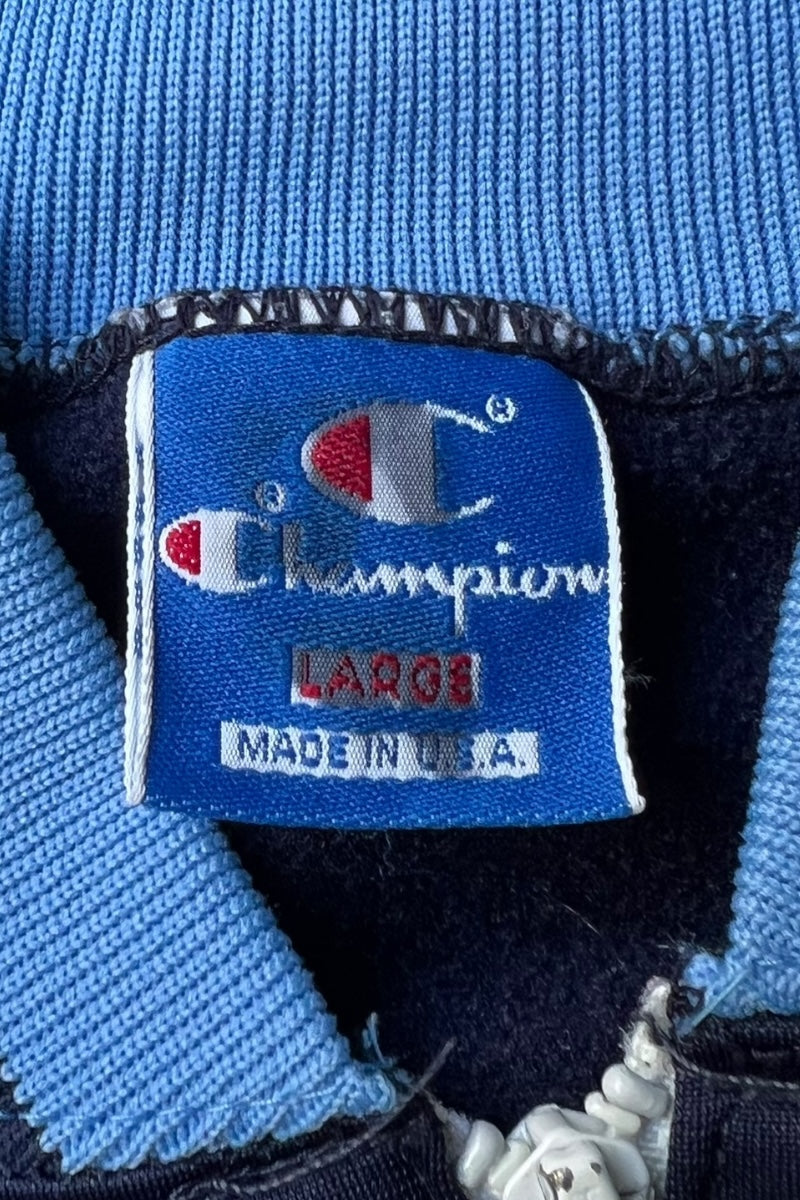 MADE IN USA 83-85'S BASEBALL HALF-ZIP TRACK JACKET / NAVY [SIZE: L USED]