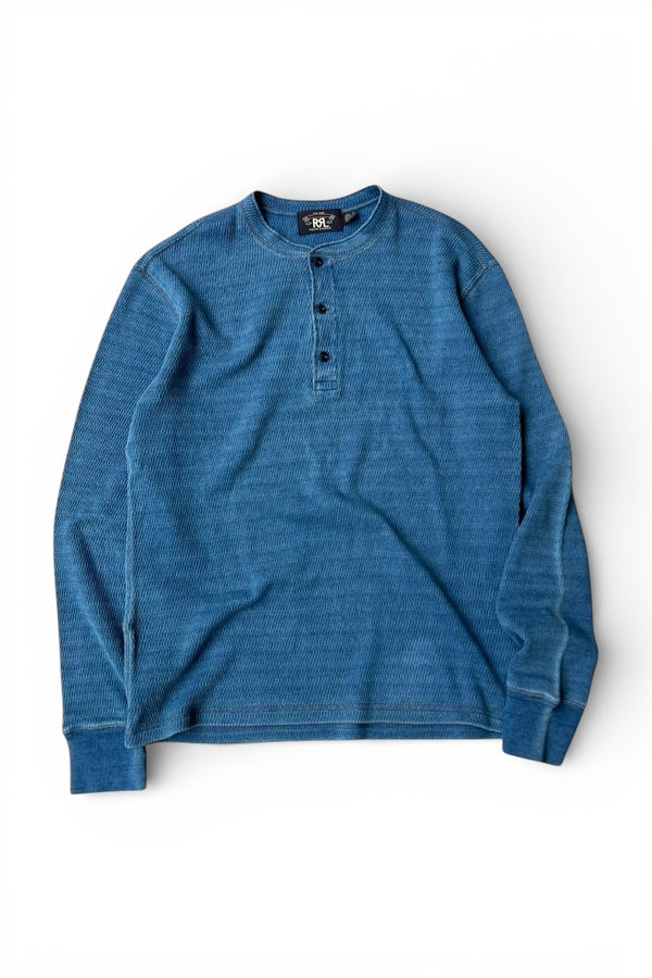 HENLEY NECK L/S T-SHIRT / INDIGO [SIZE: M USED]