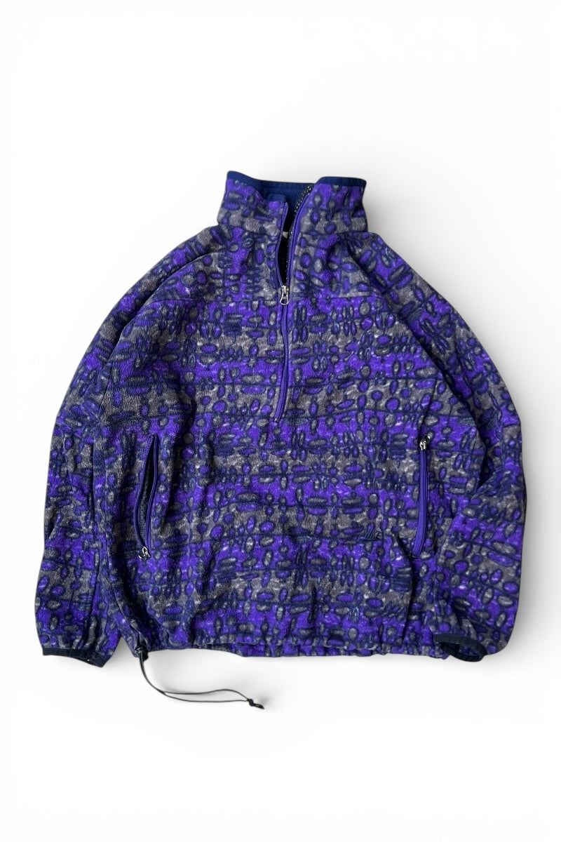 90'S PATTERN FLEECE JACKET / PURPLE [SIZE: M USED]