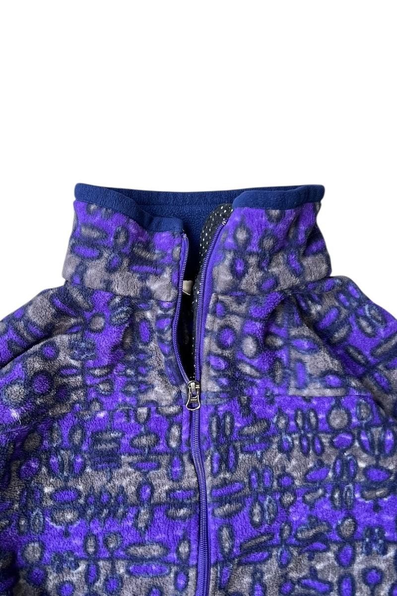 90'S PATTERN FLEECE JACKET / PURPLE [SIZE: M USED]