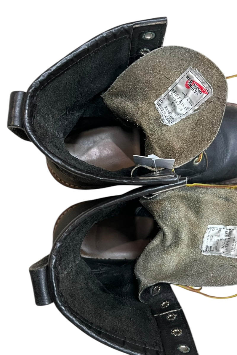 MADE IN USA 13'S 8INCH LOGGER LEATHER BOOTS STEEL TOE / BLACK [SIZE: US 8.0 (Approx. 26.0cm) USED]