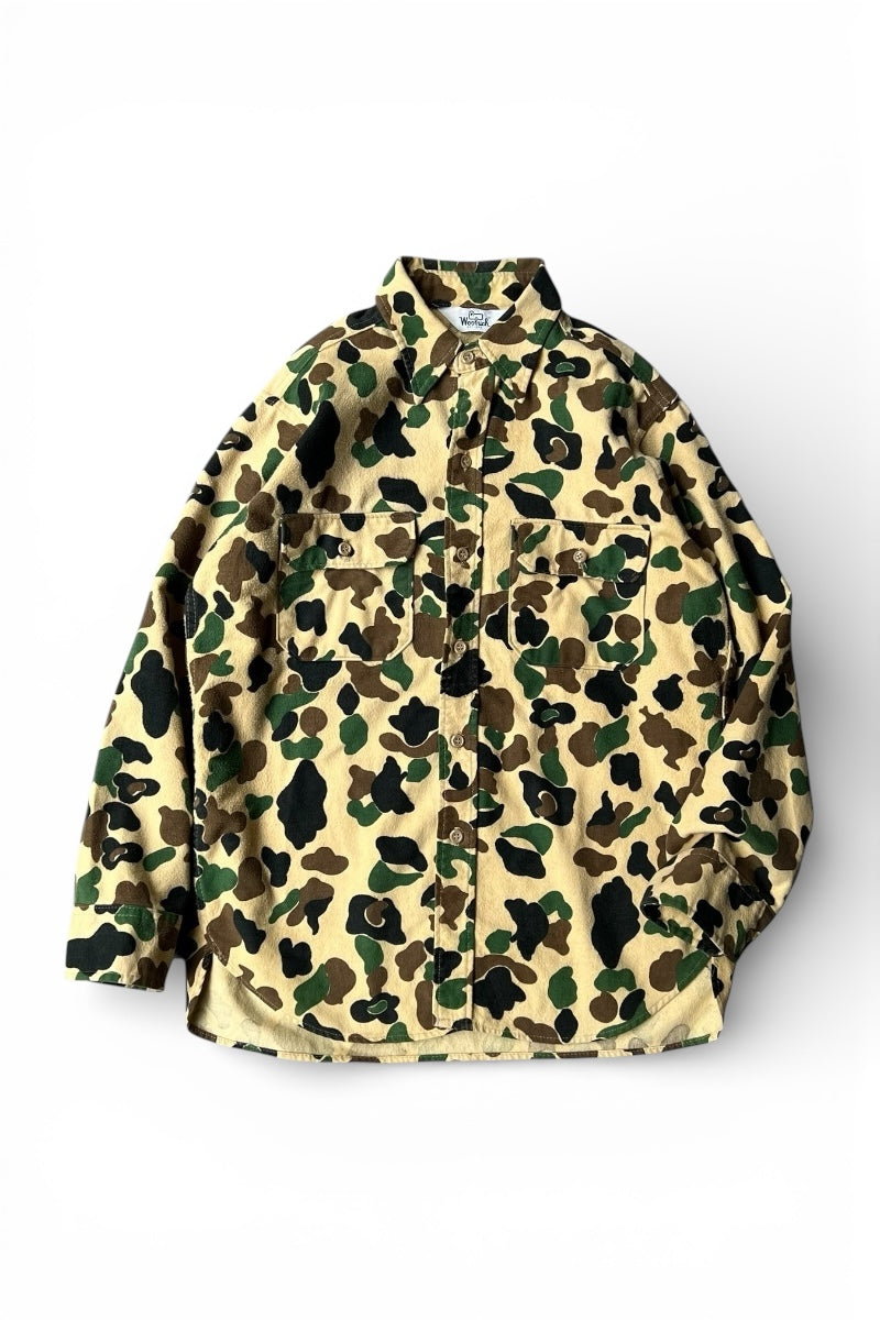 70'S L/S DUCK HUNTER CAMOUFLAGE HUNTING SHIRT / CAMO [SIZE: M USED]