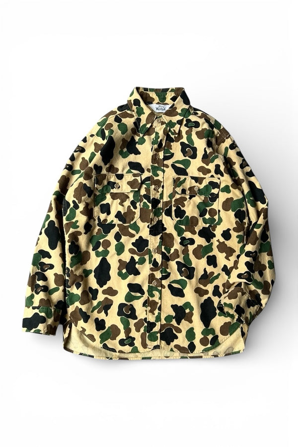 70'S L/S DUCK HUNTER CAMOUFLAGE HUNTING SHIRT / CAMO [SIZE: M USED]