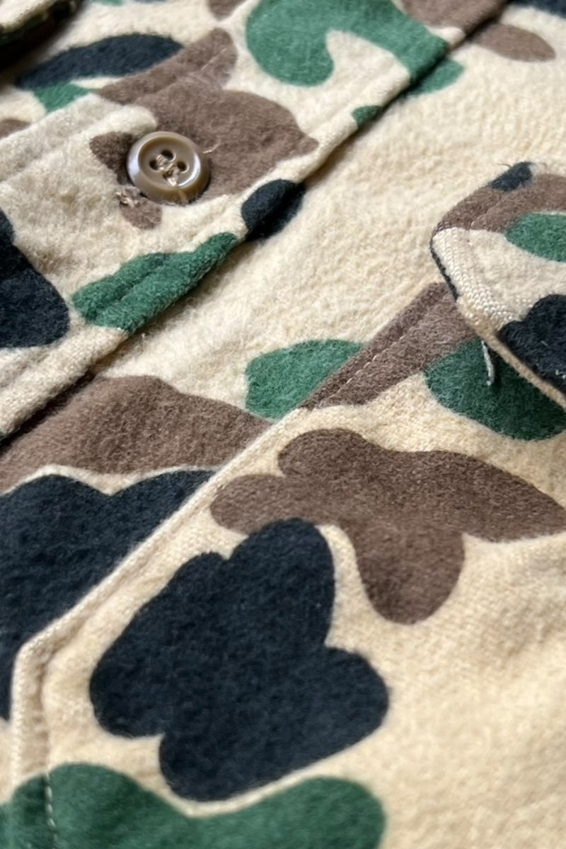 70'S L/S DUCK HUNTER CAMOUFLAGE HUNTING SHIRT / CAMO [SIZE: M USED]