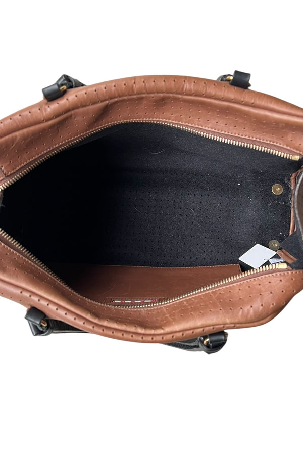 MADE IN ITALY LEATHER BOSTON BAG / BROWN [SIZE: ONE SIZE USED]