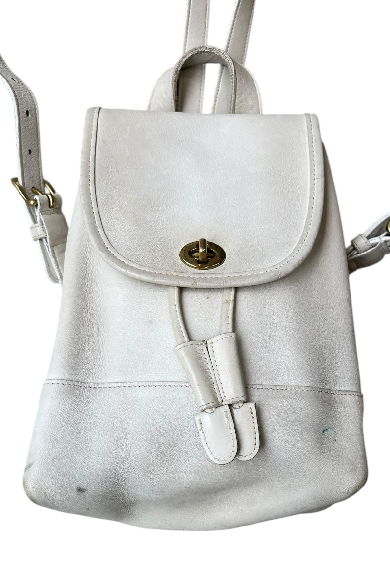 MADE IN USA 90'S LEATHER SMALL BACKPACK / WHITE [SIZE: ONE SIZE USED]