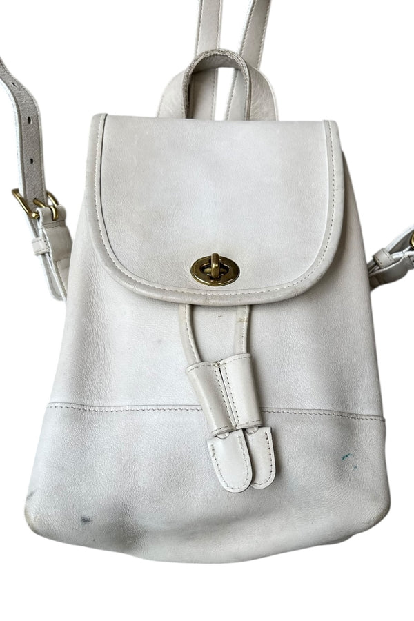MADE IN USA 90'S LEATHER SMALL BACKPACK / WHITE [SIZE: ONE SIZE USED]