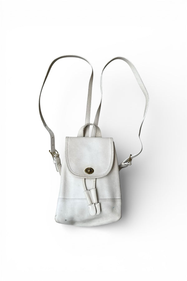 MADE IN USA 90'S LEATHER SMALL BACKPACK / WHITE [SIZE: ONE SIZE USED]
