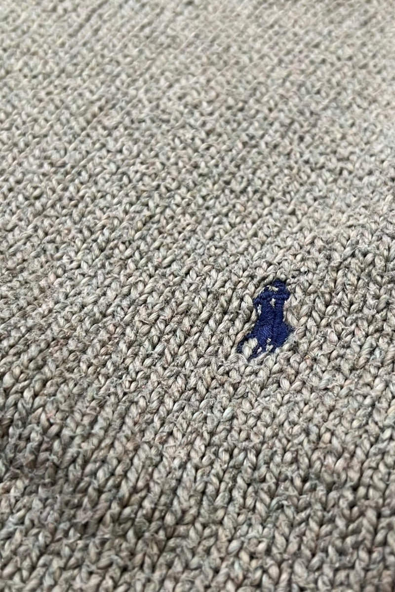 90'S COTTON KNIT SWEATER / KHAKI [SIZE: M USED]