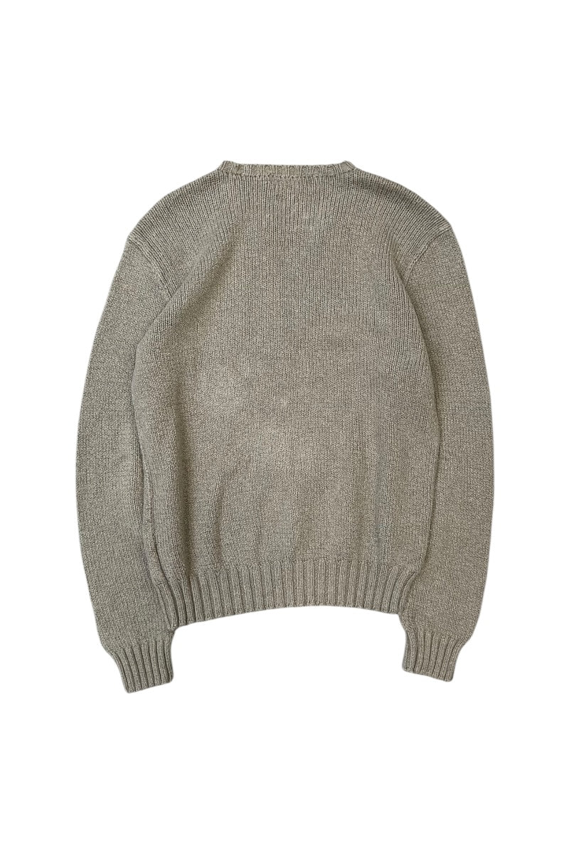90'S COTTON KNIT SWEATER / KHAKI [SIZE: M USED]