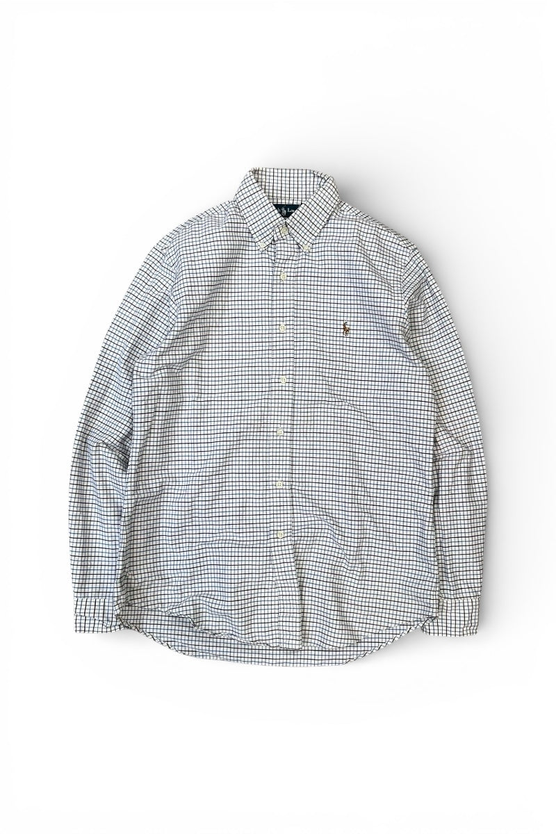 90'S L/S BD CHECK SHIRT / WHITE [SIZE: M USED]