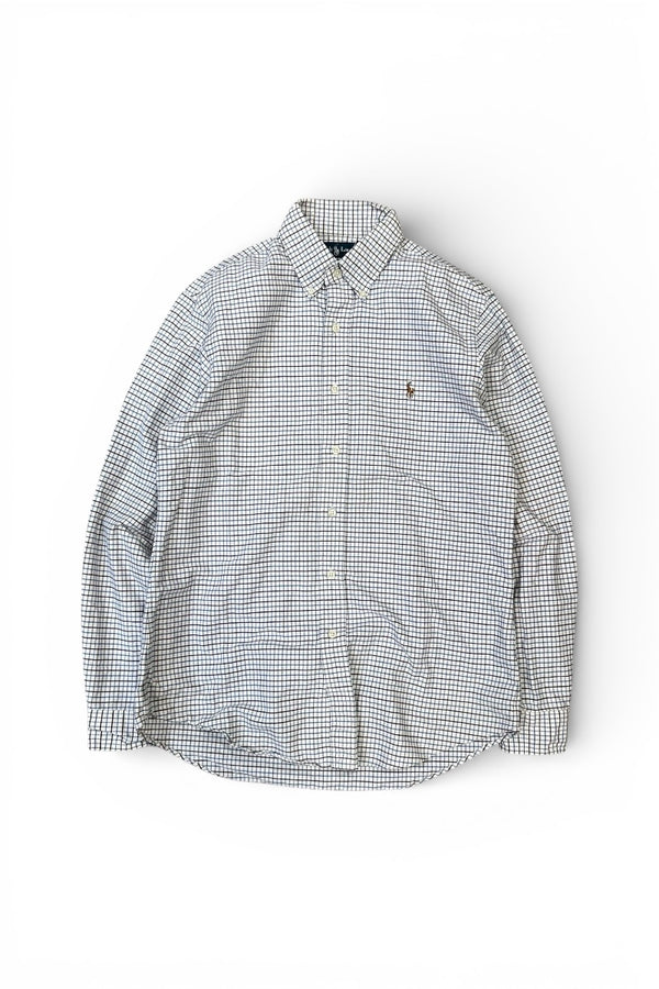 90'S L/S BD CHECK SHIRT / WHITE [SIZE: M USED]