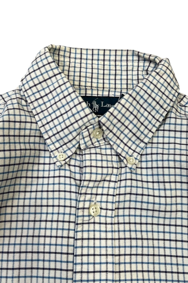 90'S L/S BD CHECK SHIRT / WHITE [SIZE: M USED]